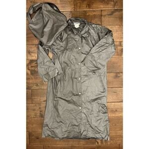 VTG Shedrain Women's Full Snap Button Vinyl Rain Jacket Coat Silver Grey M L